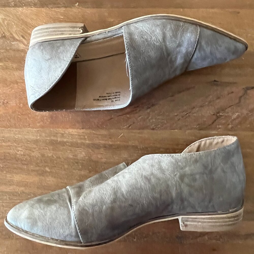 Beast Fashion Carter‎ Shoe in Gray Stone Side Cutout Pointed Toe Flats Sz 10